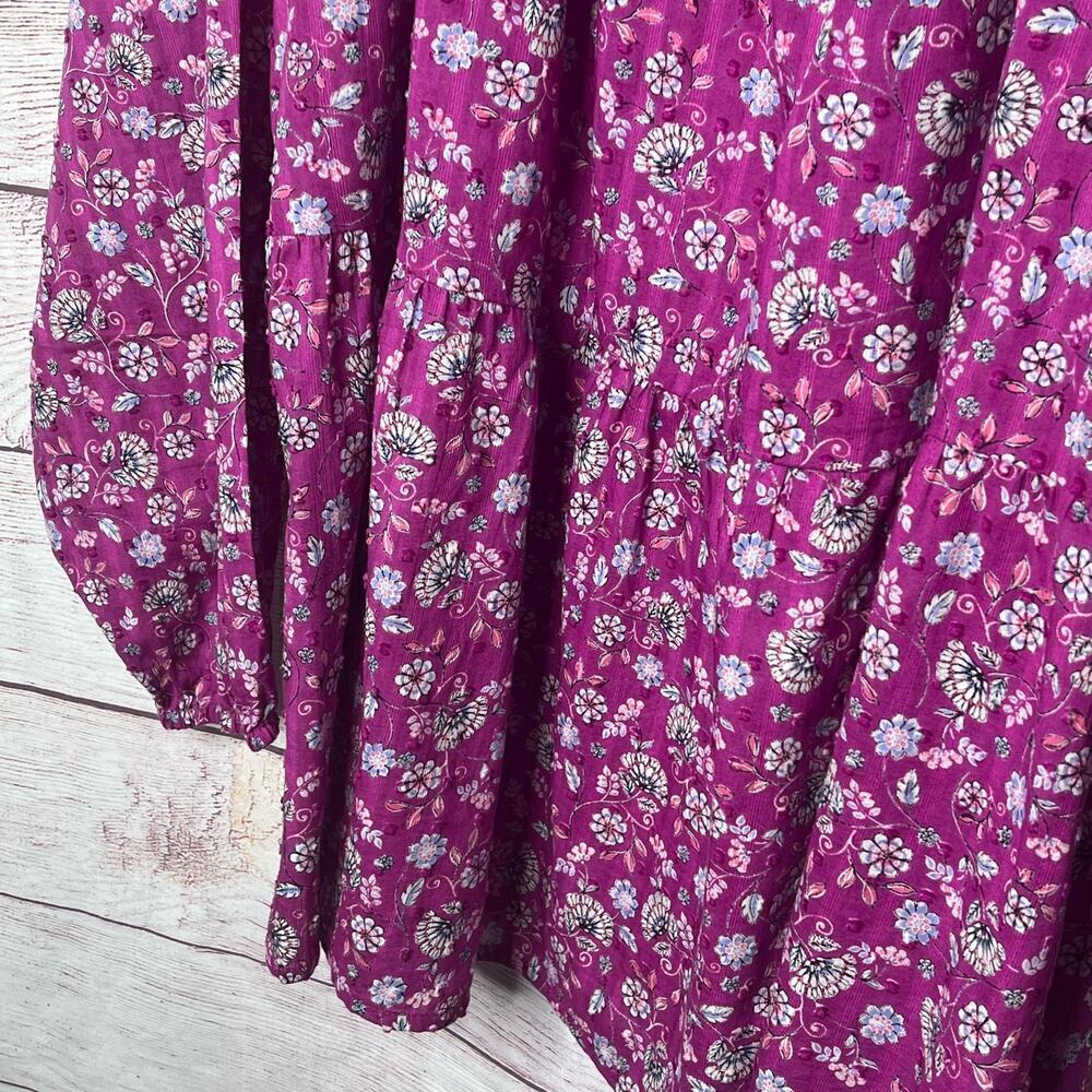 Lane Bryant Purple Ditzy Floral Swiss Dot Peplum Keyhole Top Size 18/20 Plus - Picture 8 of 14